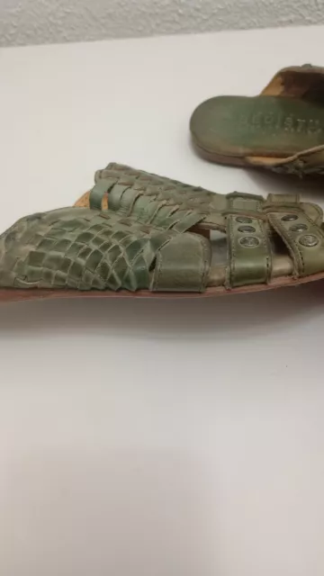 Bed Stu Diaz Huarache Woven Leather Slide Sandals Size 6 Green 2