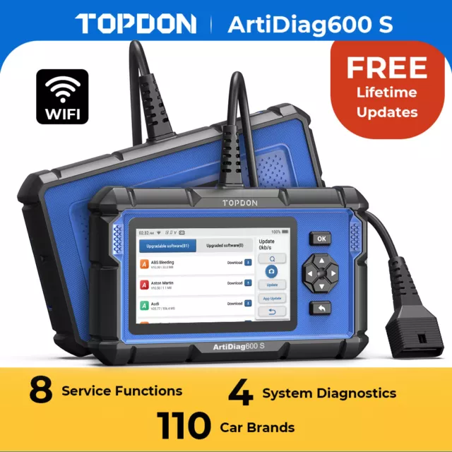 TOPDON AD600S Car OBD2 Scanner ABS SRS Engine Diagnostic Tool TPMS EPB SAS OIL