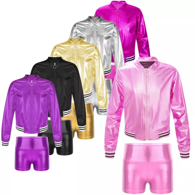 Kids Girls Sportwear Workout Tracksuit Athletic Sports Set 2pcs Activewear Yoga