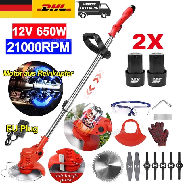 Shienfir 21V Akku Rasentrimmer 650W - Kabelloser Kantenschneider Mit 2 Akkus & Zubehör