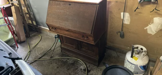 Globe Wernicke Oak Antique Barrister Bookcase With D-18 Secretary Desk Section