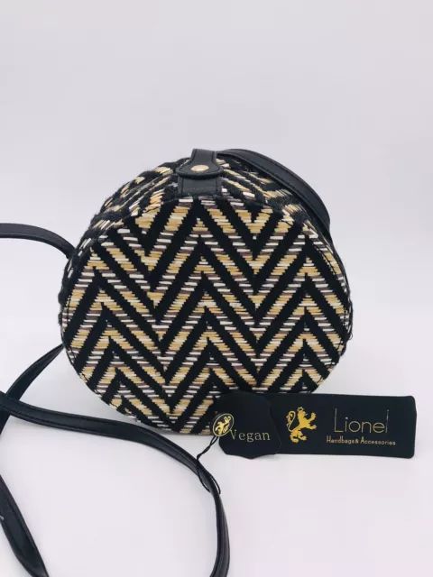 Lionel Javanna Woven Straw Circle Round Crossbody Vegan Purse Bag NWT