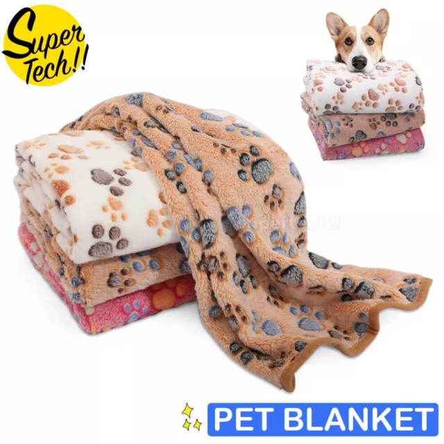 Pet Mat Paw Print Cat Dog Puppy Fleece Soft Pet Blanket Bed Cushion SML Size