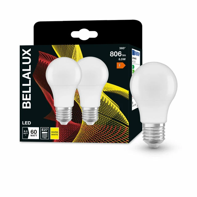 2 x Bellalux LED Leuchtmittel A60 Birnen 8,5W =60W E27 matt 806lm warmweiß 2700K