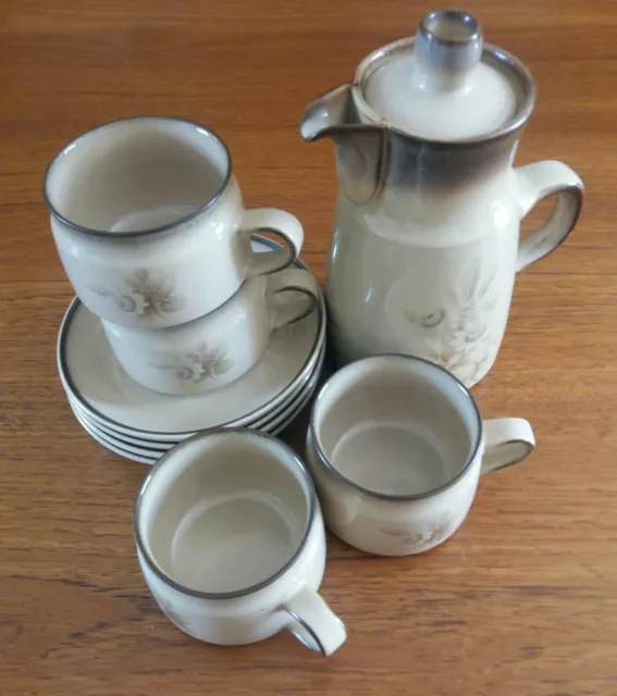 Denby Memories Coffee/Tea Pot And 4 Cups/Saucers