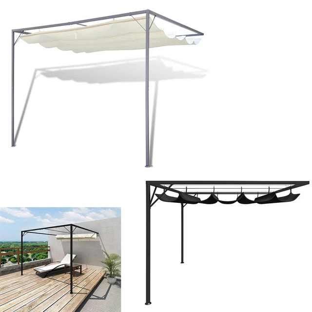 Gartenpavillon ausziehbarem Dach 3x3m Pergola Pavillon Gartenzelt Sonnenschirm
