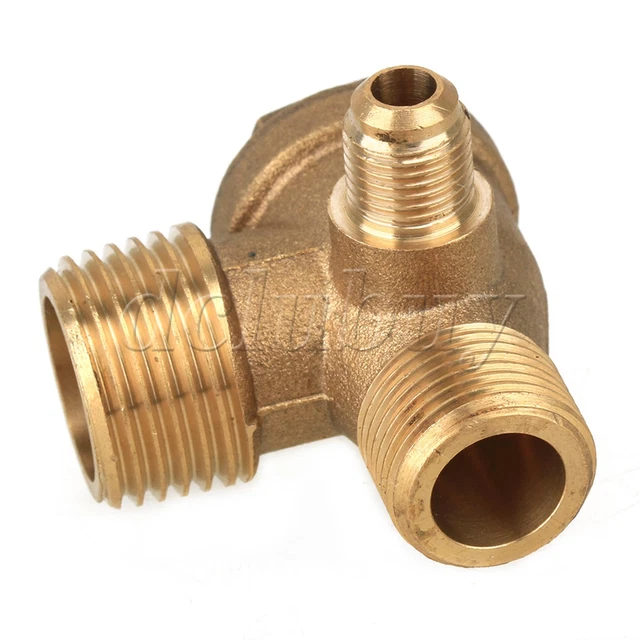Check Plug Connectors STRAIGHT 3-PORT BRASS Male Threaded Check Valve Connector Tool Golden ...