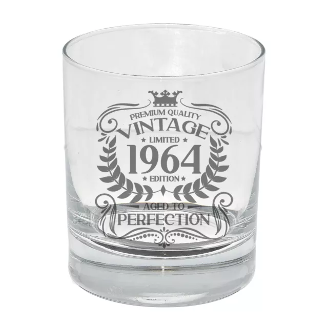 Personalised Engraved 60th Whisky Whiskey Glass Birthday Gift Vintage 1964 60th