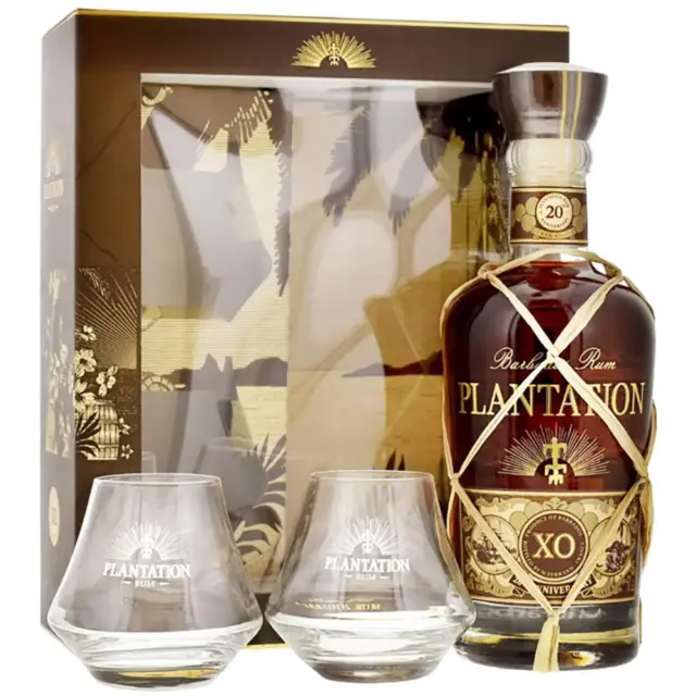 Rum Barbados Extra Old XO 20 TH Anniversary Plantation 70 Cl Glass Pack con 2 Bi