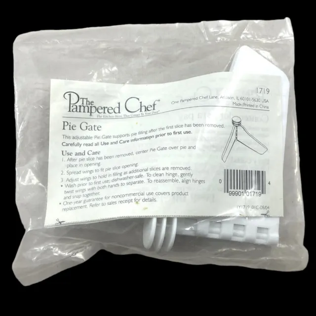 Pampered Chef #1719 Adjustable Pie Gate Supports Pie Filling Retired New Sealed