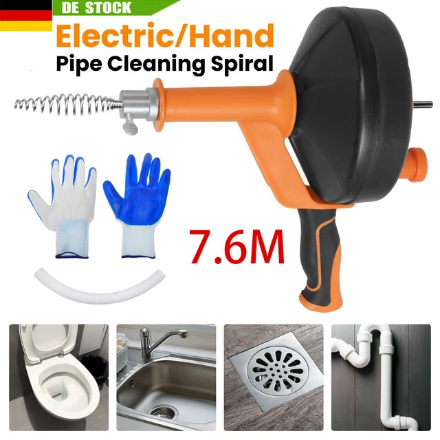 Rohrreinigungsspirale 3m*2 - ø 12 Mm, Mit 6 Aufsätzen & Manueller Kurbel, Für Küche, Bad & Abflussverstopfungen