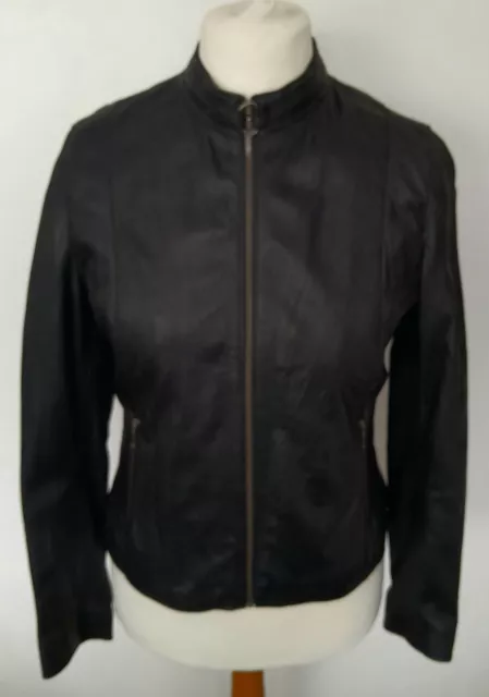 LAKELAND - Soft REAL LEATHER Jacket BLACK Size 12