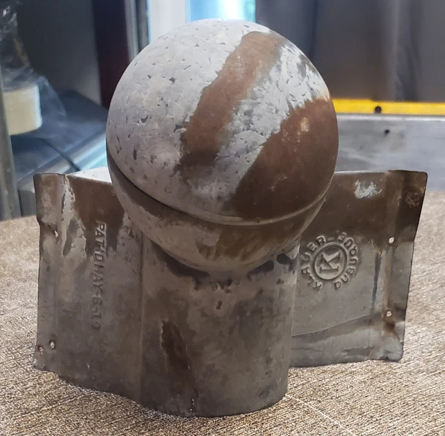 Vintage Klauer Dubuque Galvanized Barn Roof Ridge 3 1/2" Ball End Cap May 6 19