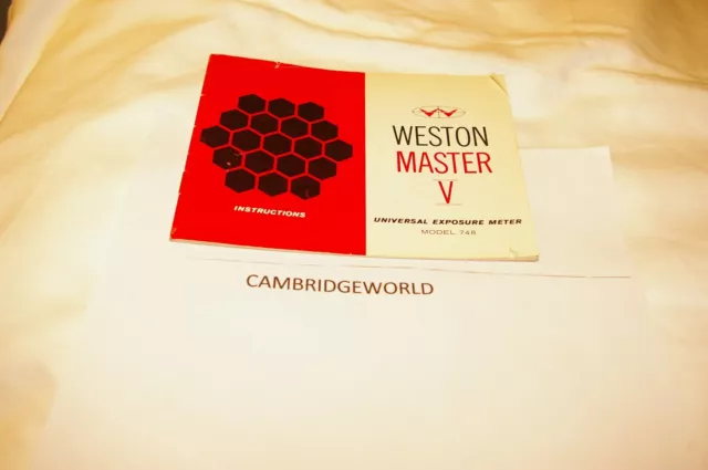 Weston Master V Exposure Meter Instruction Manual Guide Book Original Genuin