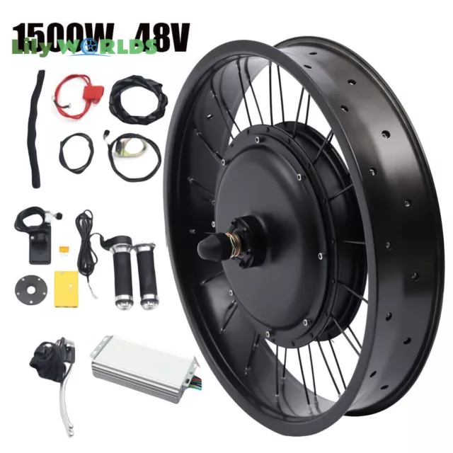 Kit conversione Fat-Bike Fatbike 26" pollici e-bike 48 V 1500 W ruota posteriore motore NUOVO