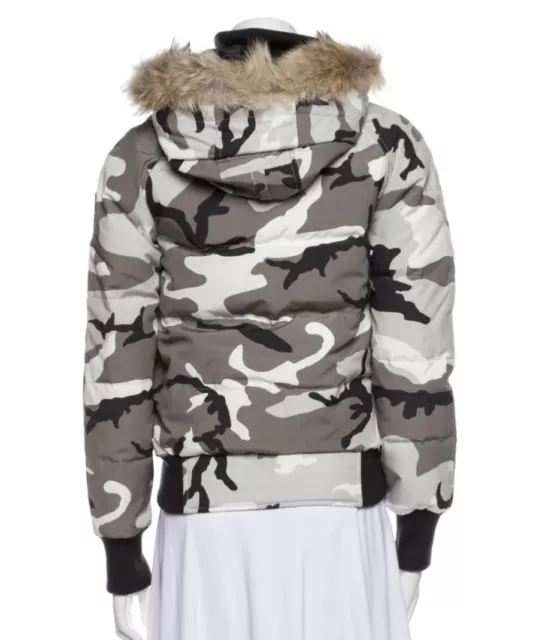 CANADA GOOSE PARKA fur hood gray camouflage duck down puffer jacket XXS ...