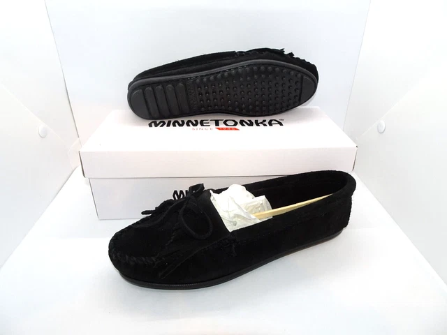 Minnetonka Kilty 400 Fringe Suede Moccasins Black Women's Size 5 269955-001-06