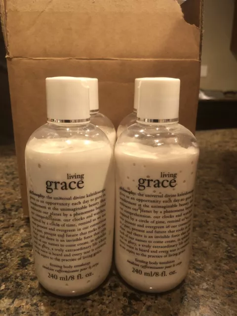 New 32 Oz Living Grace Philosophy Firming Body Emulsion Lotion 4 X 8 *Shelfware*