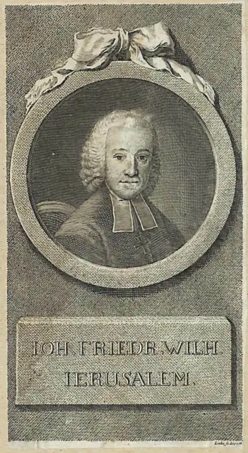 Johann Friedrich Wilhelm Jerusalem Portrait von Liebe Kupferstich um 1750