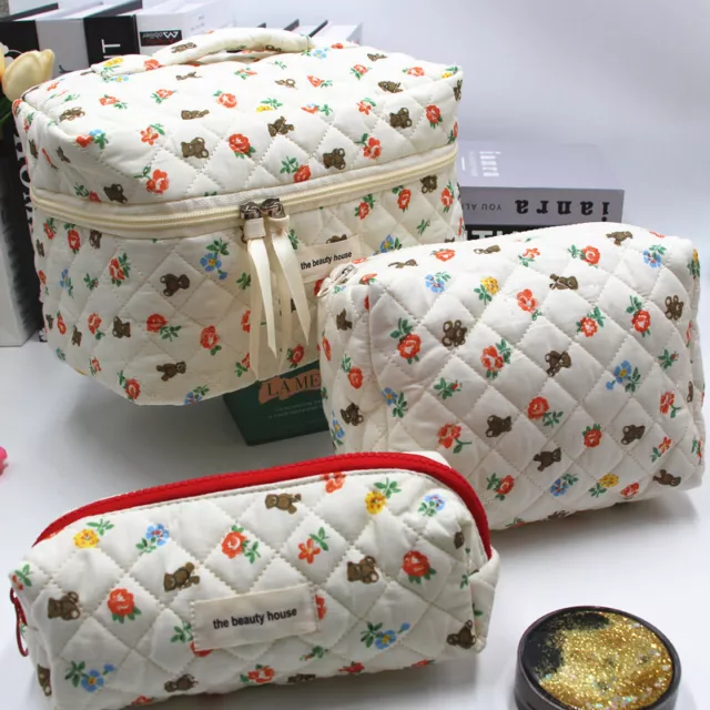 Cute Quilted Women Portable Make Up Travel Bag Zipper Beauty Case Cosmetic Pouch