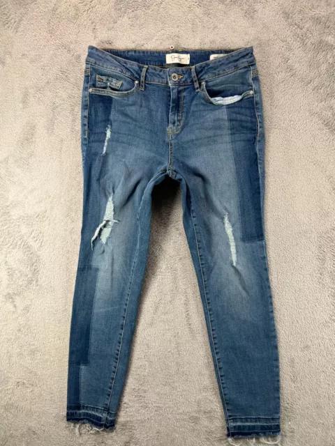 Jessica Simpson Jeans Womens 29 Ankle Blue Jeans Distress Patchwork Denim 29x26