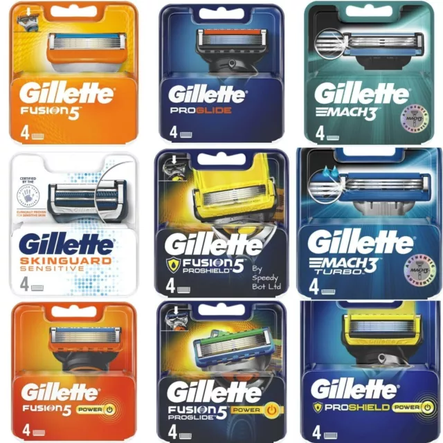 GILLETTE FUSION5 PROGLIDE PROSHIELD MACH3 POWER SENSITIVE 4 or 8 REFILL BLADES