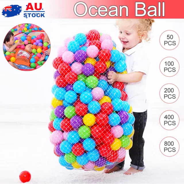 500x Ball Pit Balls Play Kids Plastic Baby Ocean Soft Toy Colourful Playpen Fun