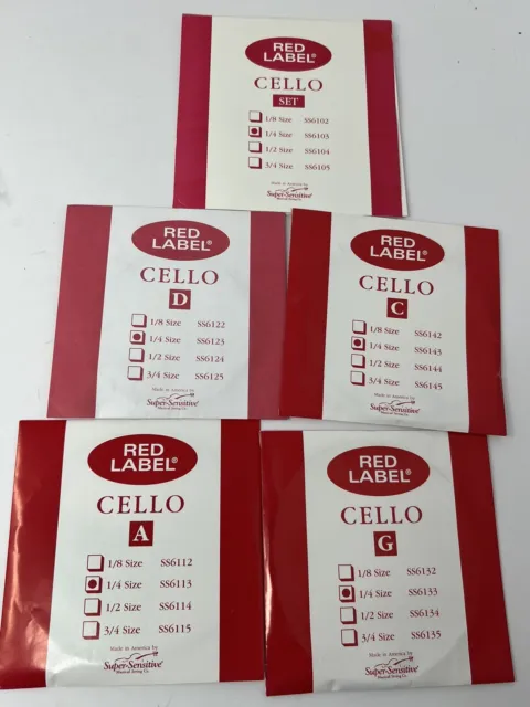 New! RED LABEL CELLO string set 1/4 SS6103 ~ Super Sensitive Musical Co. Product