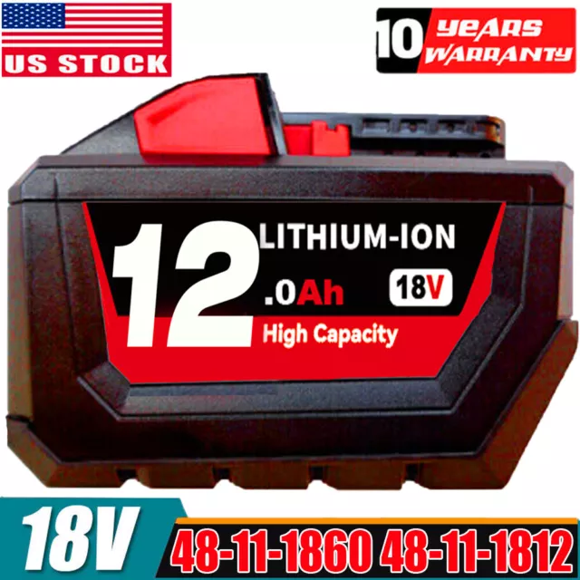 For Milwaukee for M18 High Output 18V Lithium Ion 12.0Ah Battery 48-11-1812 XC