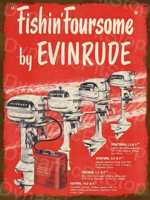 Evinrude Boating Motor Fishing Vintage Advert Man Cave Australian made