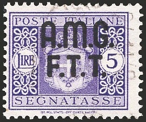 1947 - Trieste A, Segnatasse Coat of Arms Savoy £5 Violet Watermarkless, #4A.