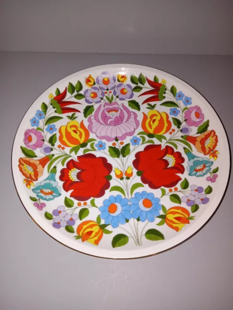Kalocsa Hungary Hand Painted Porcelain Collectors Wall Plate 11.25" Flowers