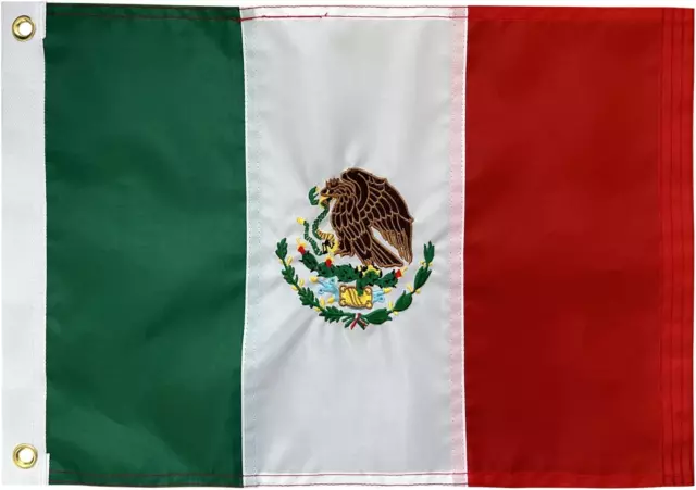 Mexican Flag 12X18 Inches Outdoor, Embroidered Bandera De Mexico Flags, Heavy Du