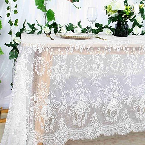 Lace Tablecloth White Rectangle 60x120 Inch Lace Table Clothes Vintage Lace
