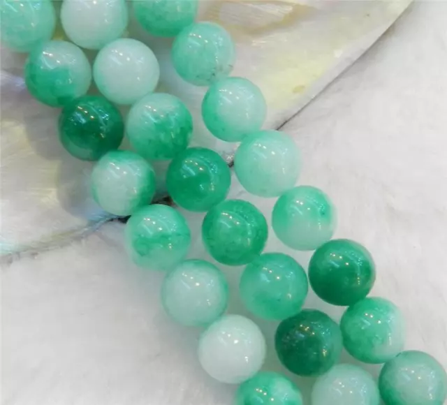 8mm Multi-Color Natural Green Jade Round Gemstone Loose Beads 15" Strand AAA