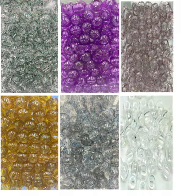Glitter JUMBO SIZE ACRYLIC BEADS FOR HAIR BRAIDS JEWELRY PONY BRACELET UK SELLER