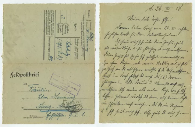 97643 - Feldpostbrief - 28.3.1918 nach Leipzig-Stötteritz