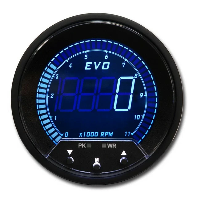 EVO 85MM 33/8& Digital Tachometer 11000 RPM 4 Color LCD Peak Recall