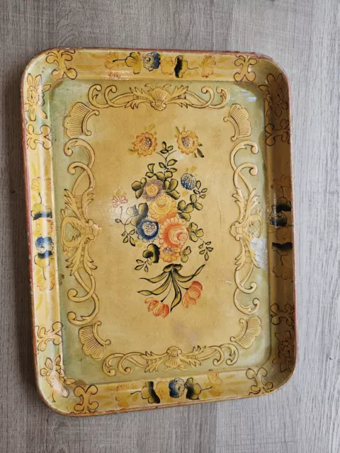 Vintage handpainted Japanese paper mache tray