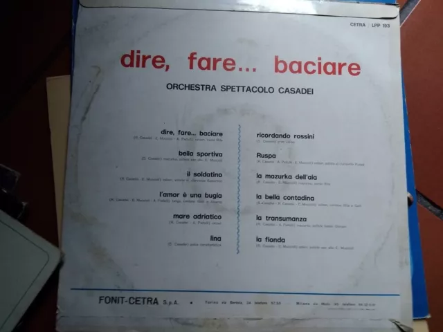 Lp Orchestra Spettacolo Casadei Dire..fare...baciare Cetra 1972 Laminata Ex/Ex+ 2