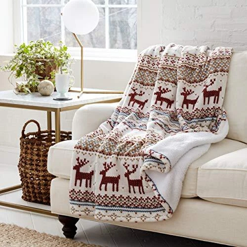 | Smart Heated Electric Throw Blanket - Reversible Sherpa - Hands Free Contro...