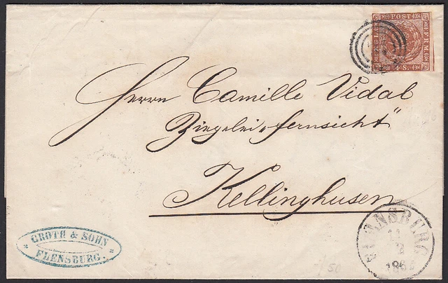 Dänemark 4 S. Brief Flensburg nach Kellinghusen, 1862