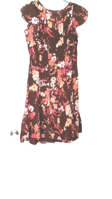 Beautiful Browns Oranges Chiffon Size 10 Nwt Hawaiian Dress