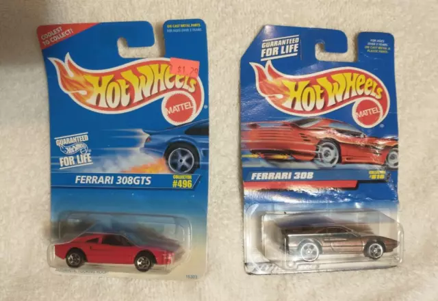 Hot Wheels Red Ferrari 308 GTS & Brown Ferrari 308