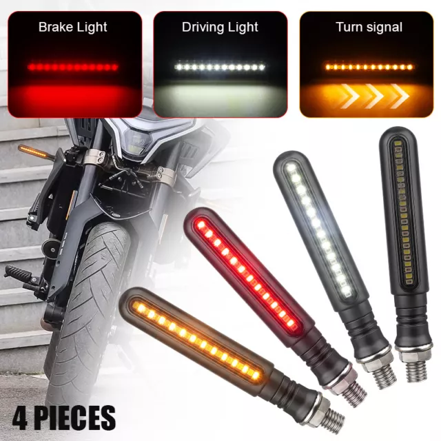 4x Motorrad LED Sequentielle Blinker Blinklicht Bremslicht 12V M10 Universal