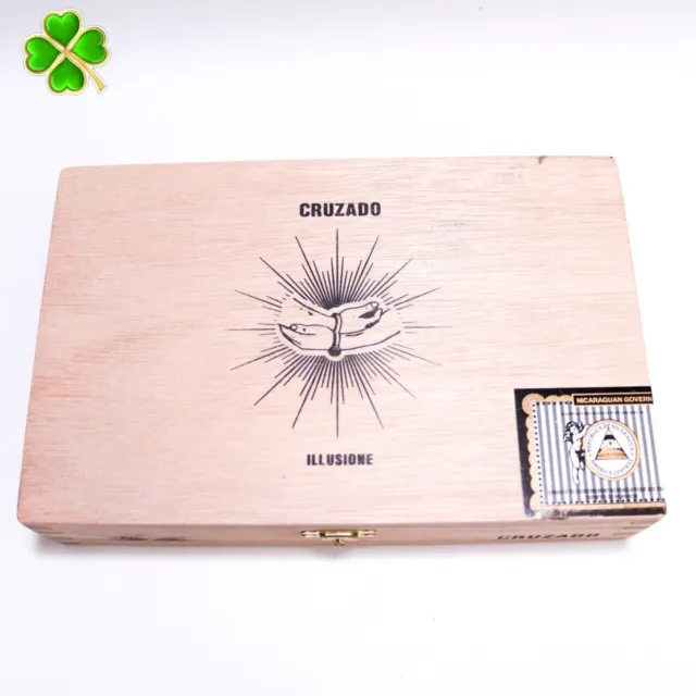 Illusione | Cruzado Petit Robusto Wood Cigar Box Empty - 8.5" x 5.5" x 1.75"
