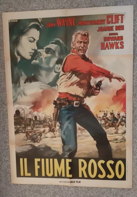 il fiume rosso manifesto 2F originale poster locandina john wayne clift casaro