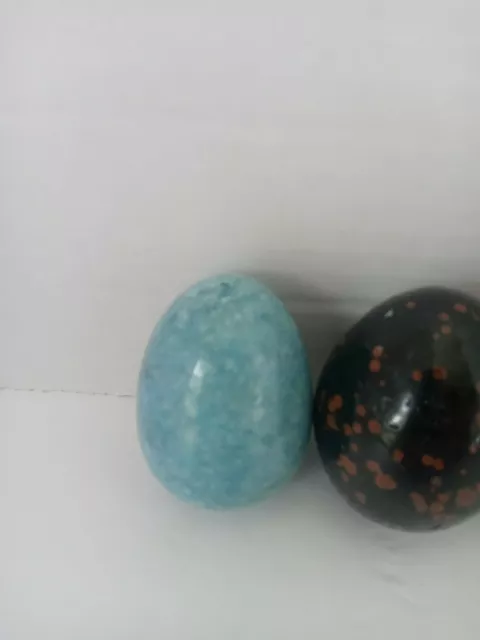 Vintage Handmade Gemstone Eggs Lot Of 3 Marble Quartz Granite 2