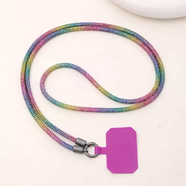 Phone Strap 6mm Anti-fall Rhinestone Embedded Cell Phone Crossbody Lanyard Easy 2