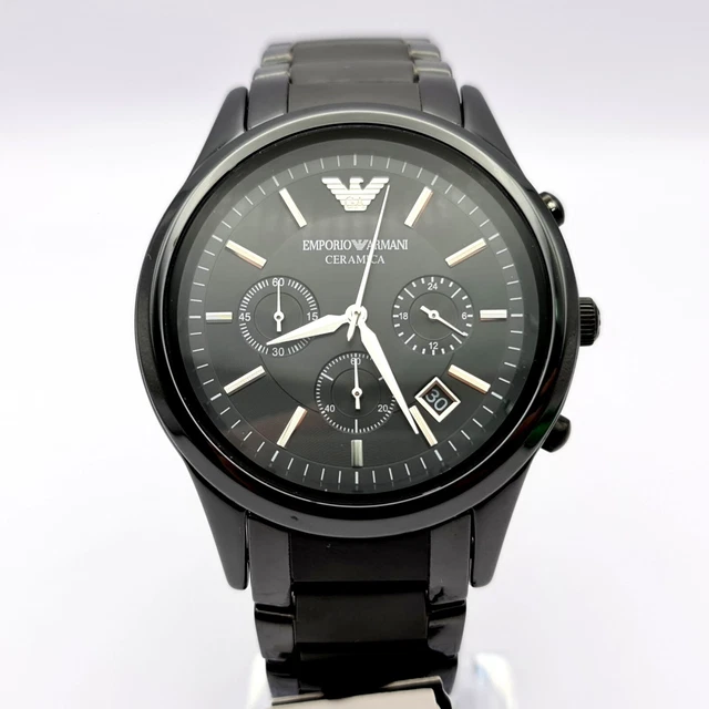 NEW AUTHENTIC EMPORIO Armani Ar1452 Ceramic Black Dial Strap Mens Watch Gift 87.39 PicClick UK